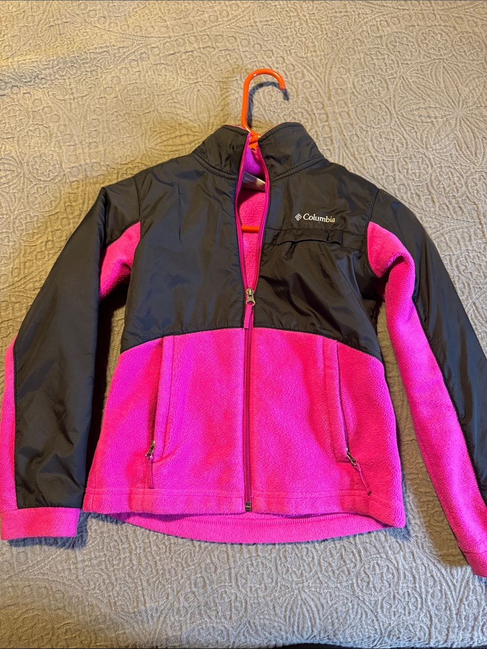 Columbia Hot Pink and Black Full-Zip Fleece Jacket